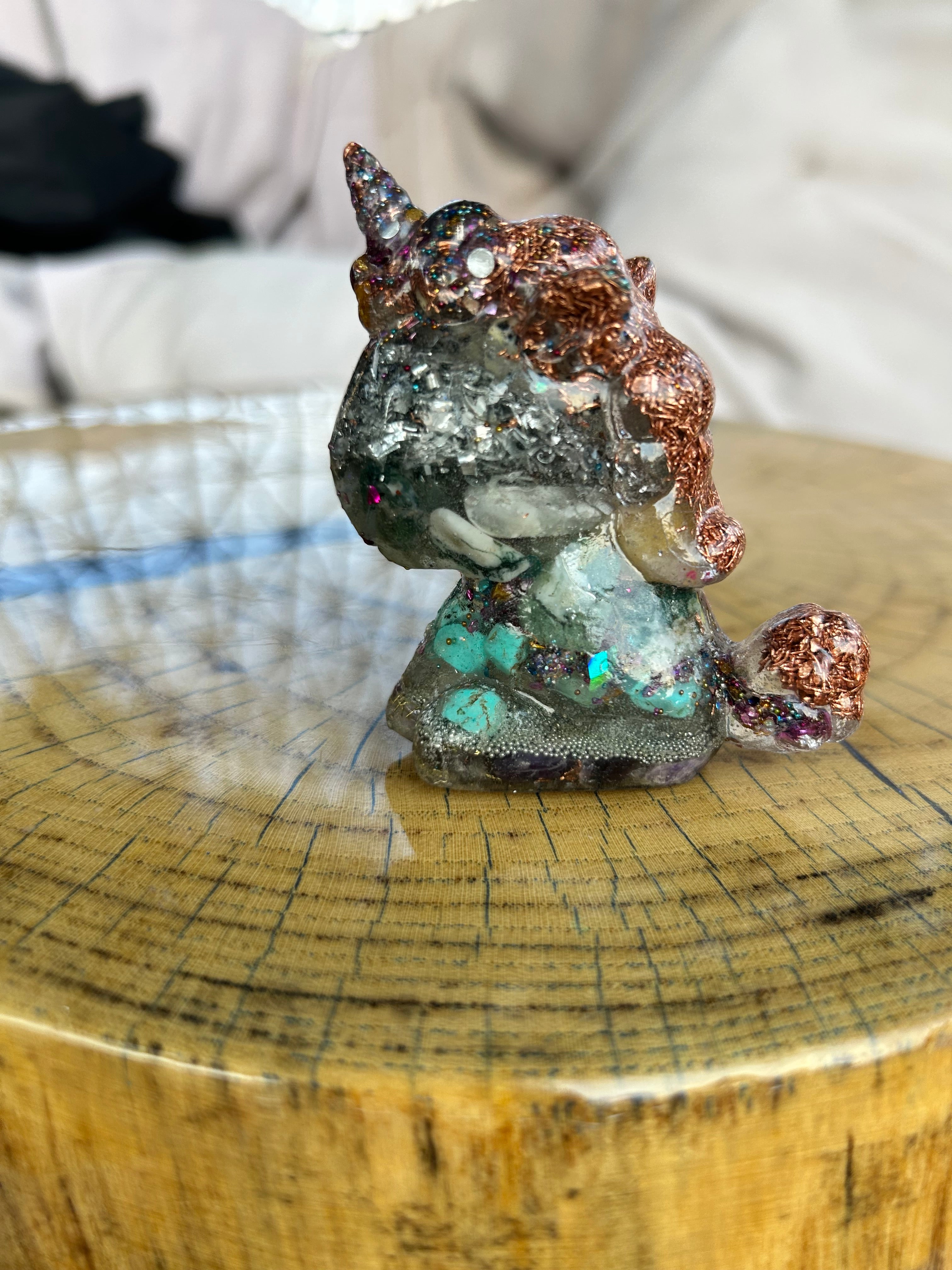 Handmade Orgonite Unicorn – Amethyst, Lapis Lazuli & Black Onyx