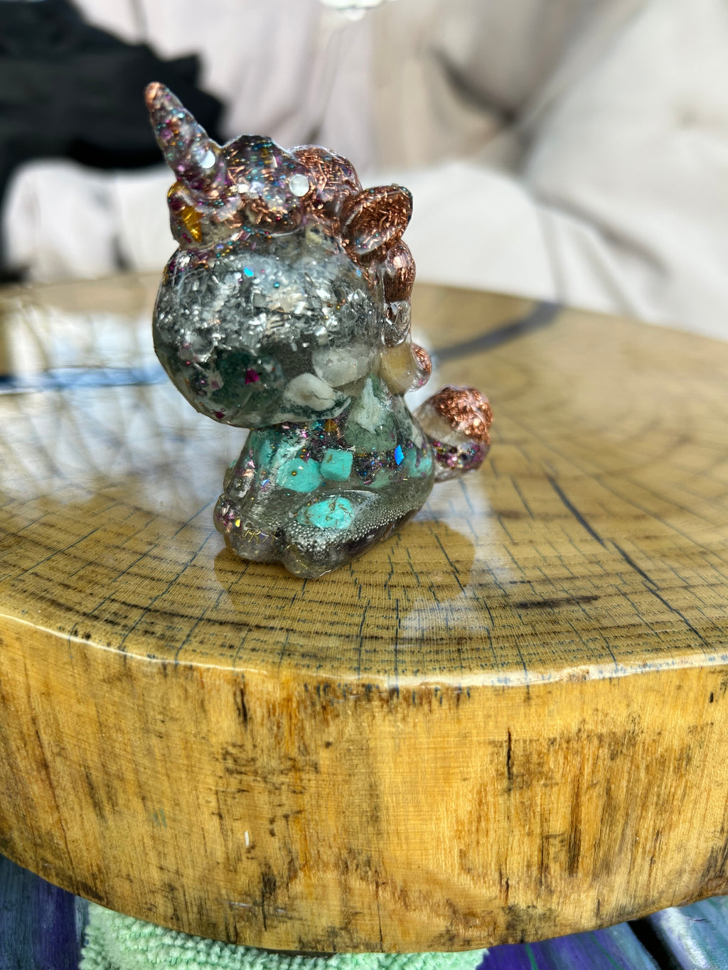 Handmade Orgonite Unicorn – Amethyst, Lapis Lazuli & Black Onyx