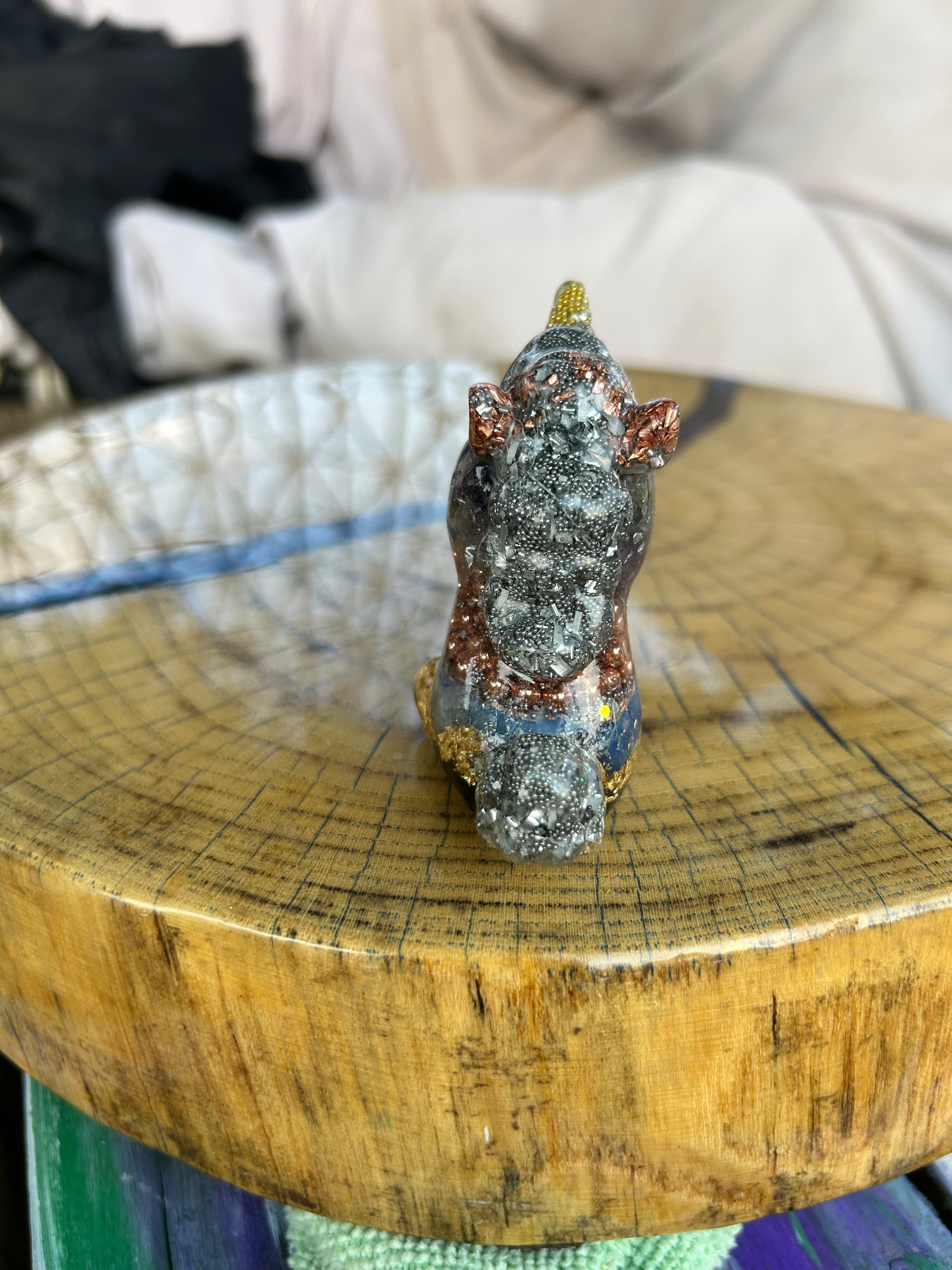 Handmade Orgonite Unicorn – Amethyst, Blue Lace Agate & Black Onyx