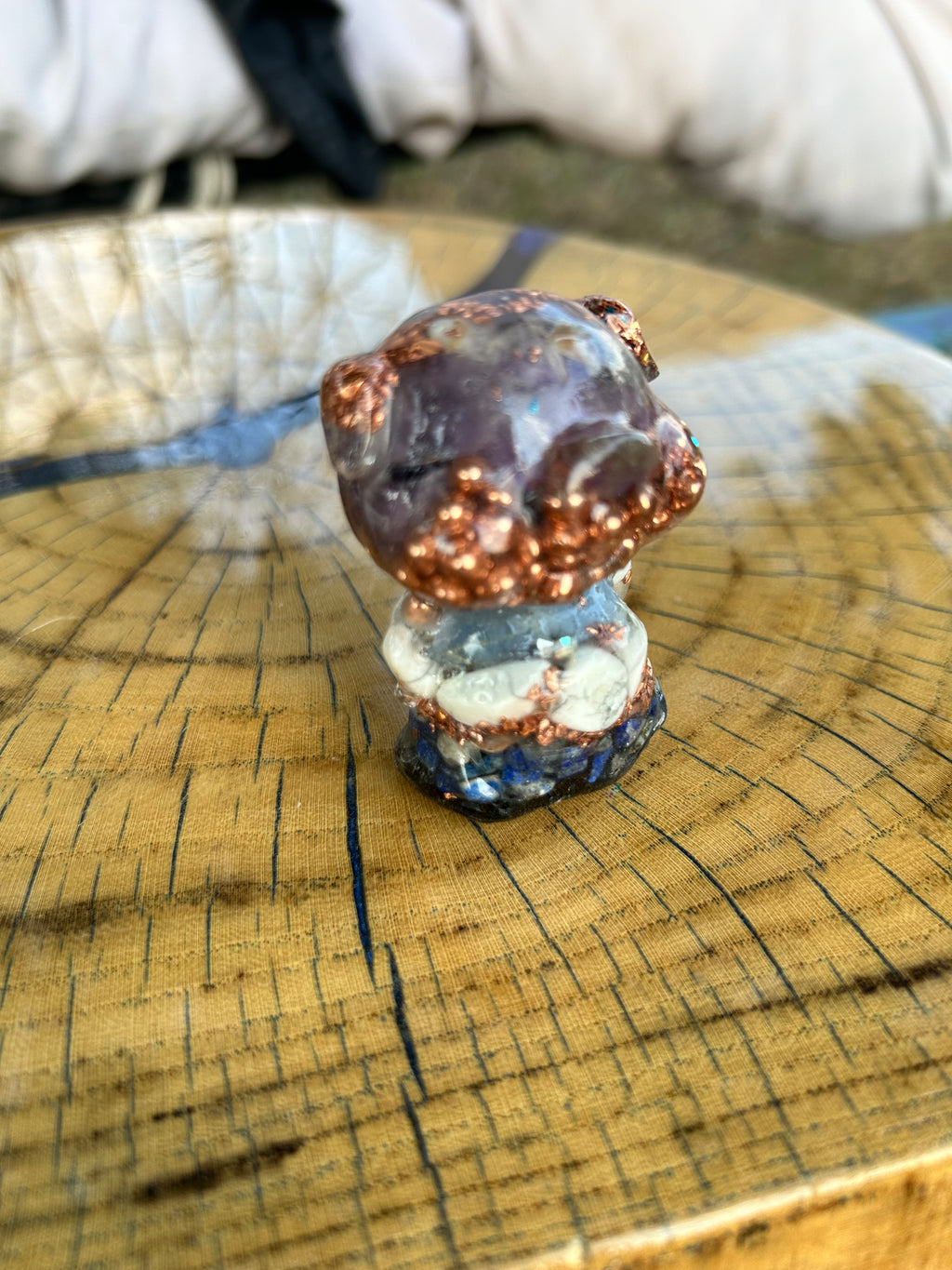 Handmade Orgonite Pig – Amethyst, Blue Lace Agate, Howlite & Lapis Lazuli