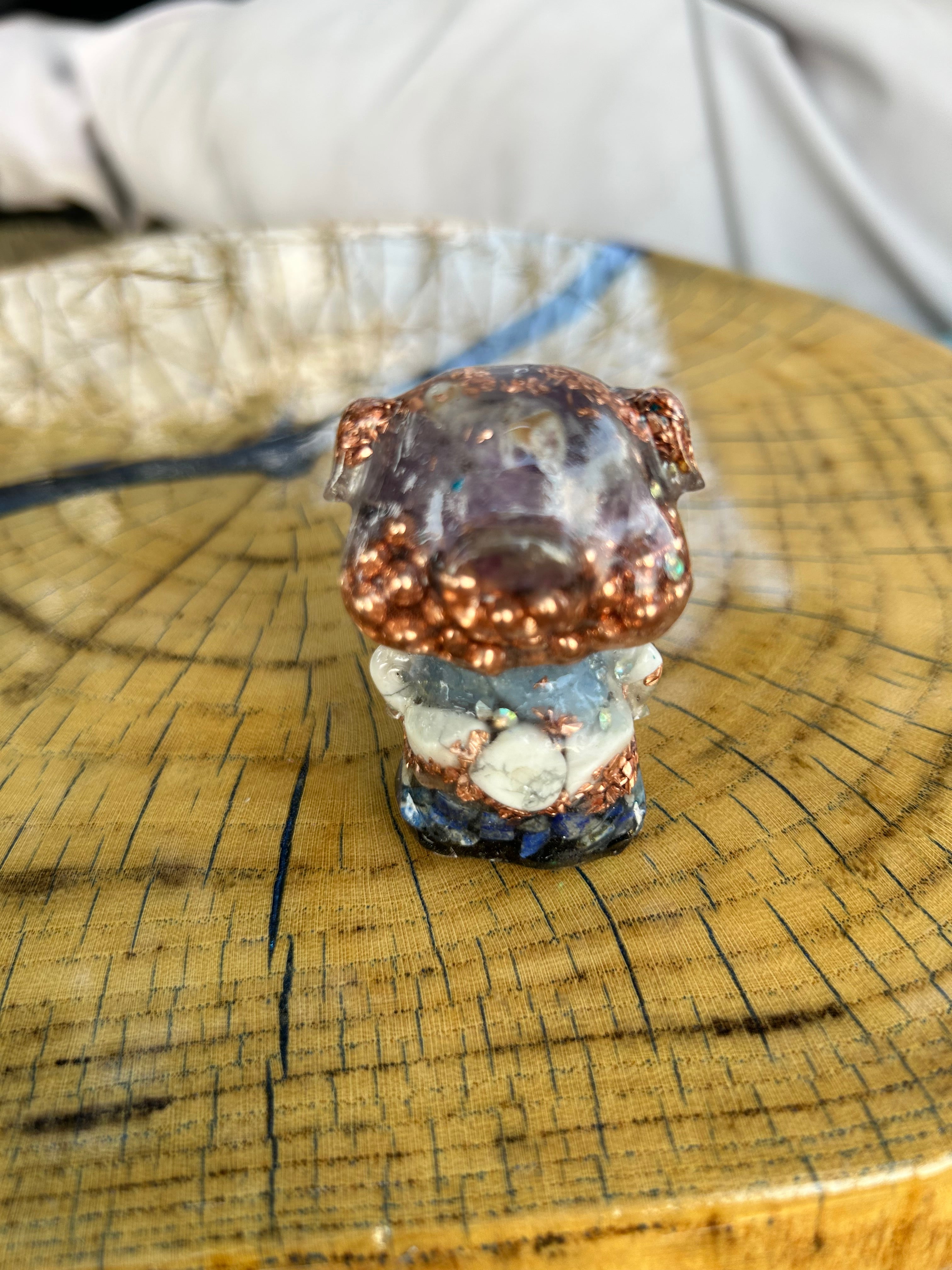 Handmade Orgonite Pig – Amethyst, Blue Lace Agate, Howlite & Lapis Lazuli