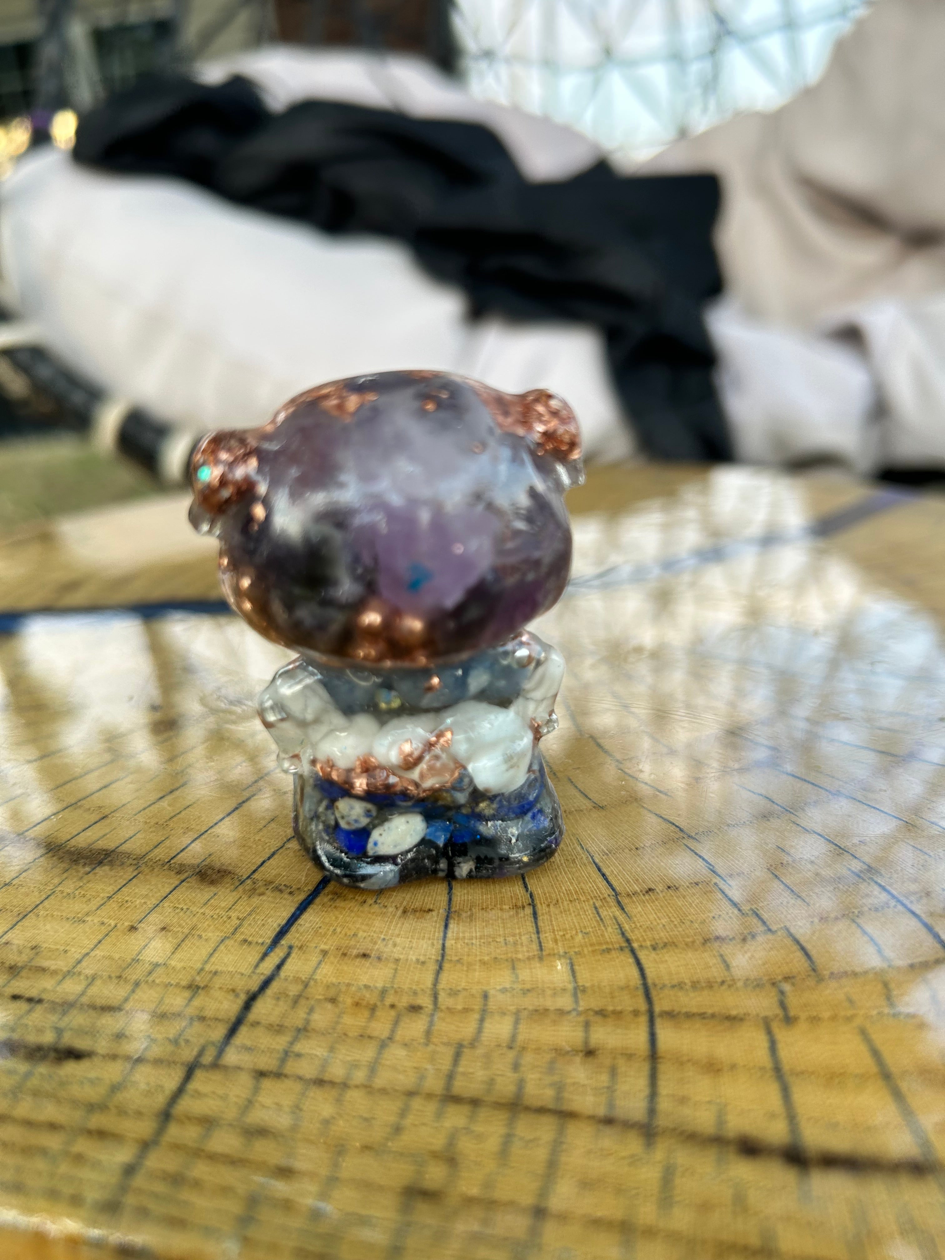 Handmade Orgonite Pig – Amethyst, Blue Lace Agate, Howlite & Lapis Lazuli