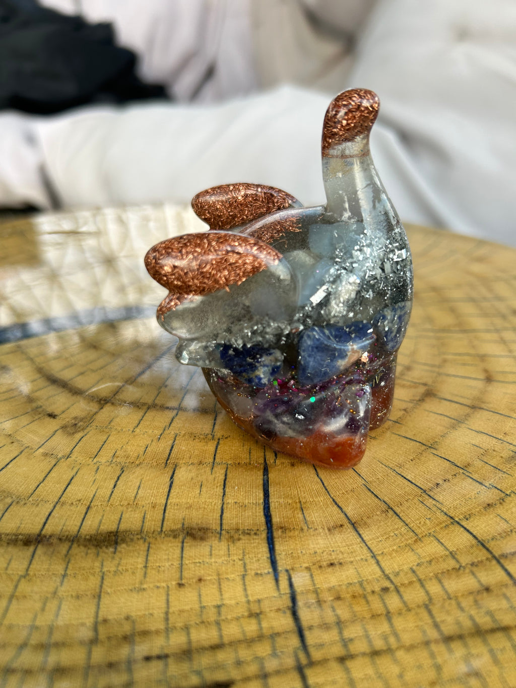 Handmade Orgonite Elephant – Amethyst, Carnelian, Lapis Lazuli & Agate