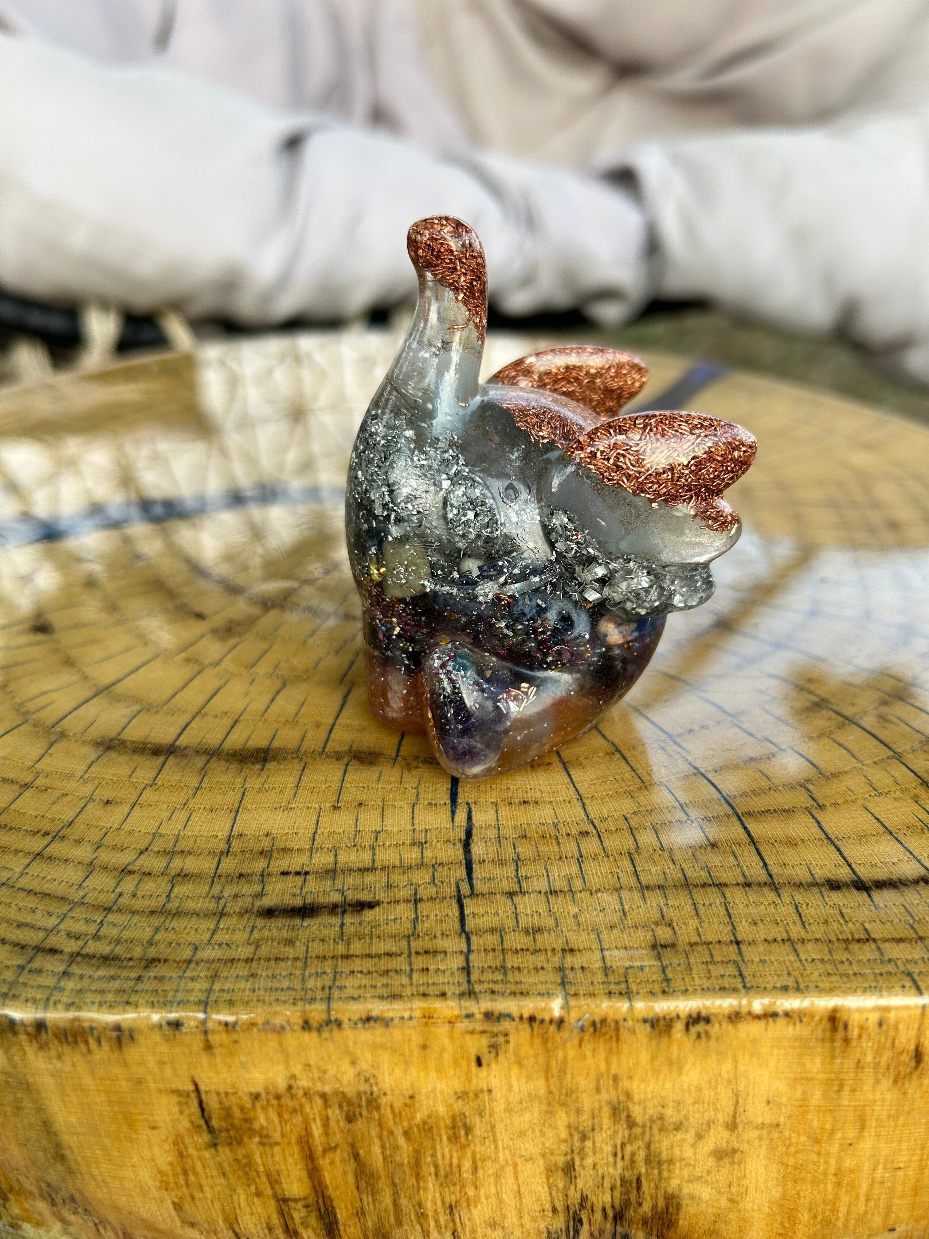 Handmade Orgonite Elephant – Amethyst, Carnelian, Lapis Lazuli & Agate