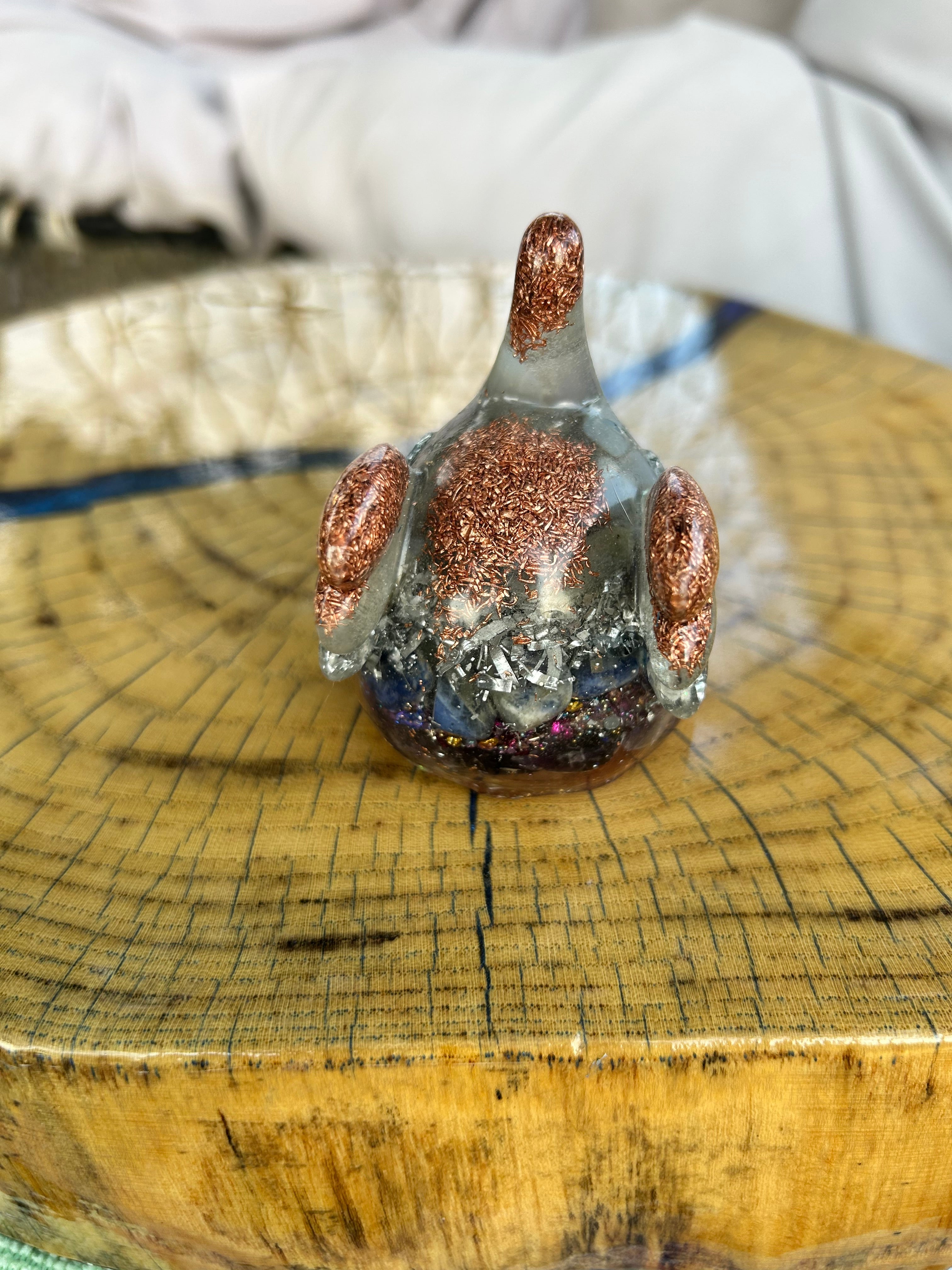 Handmade Orgonite Elephant – Amethyst, Carnelian, Lapis Lazuli & Agate