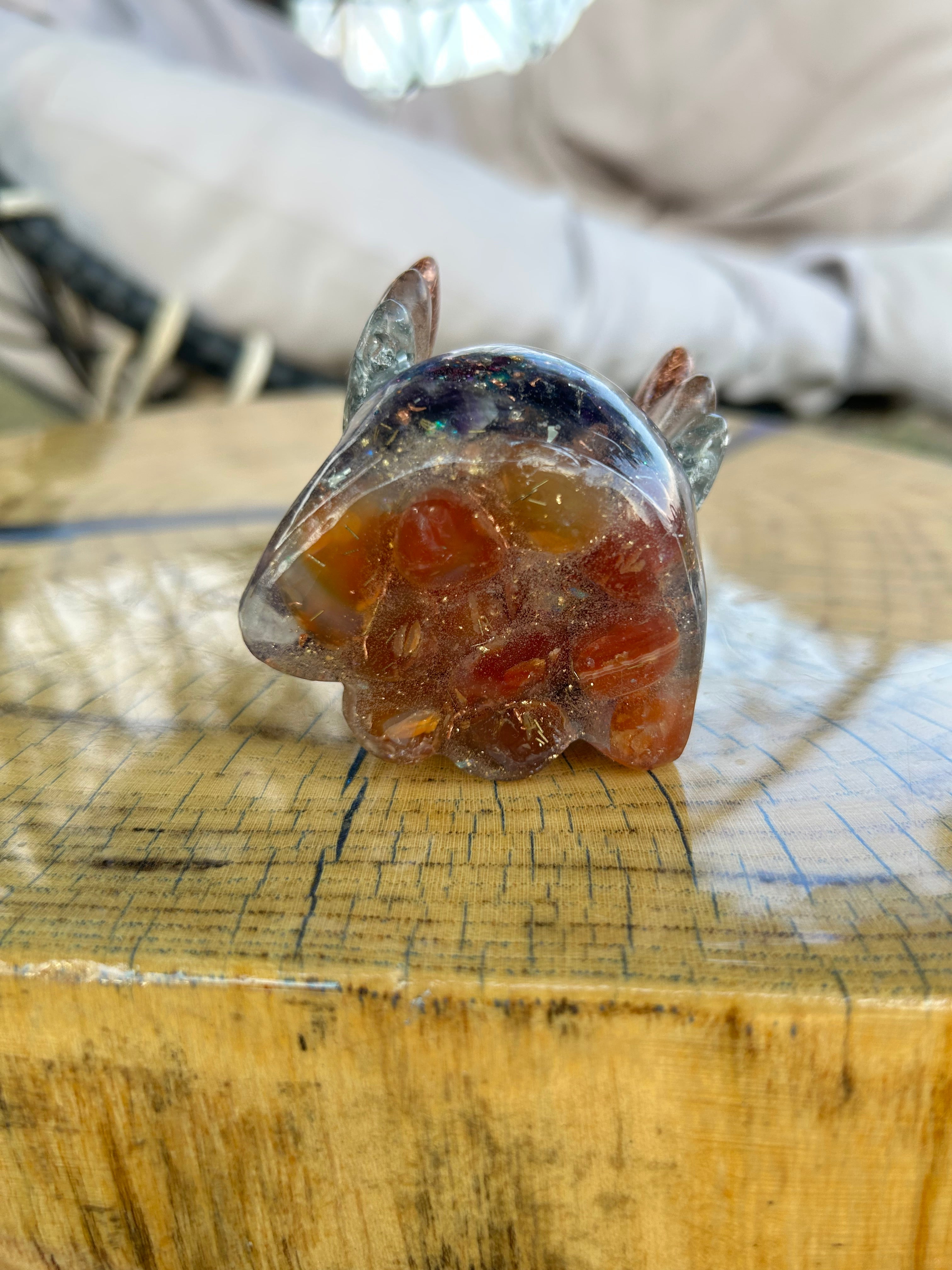 Handmade Orgonite Elephant – Amethyst, Carnelian, Lapis Lazuli & Agate