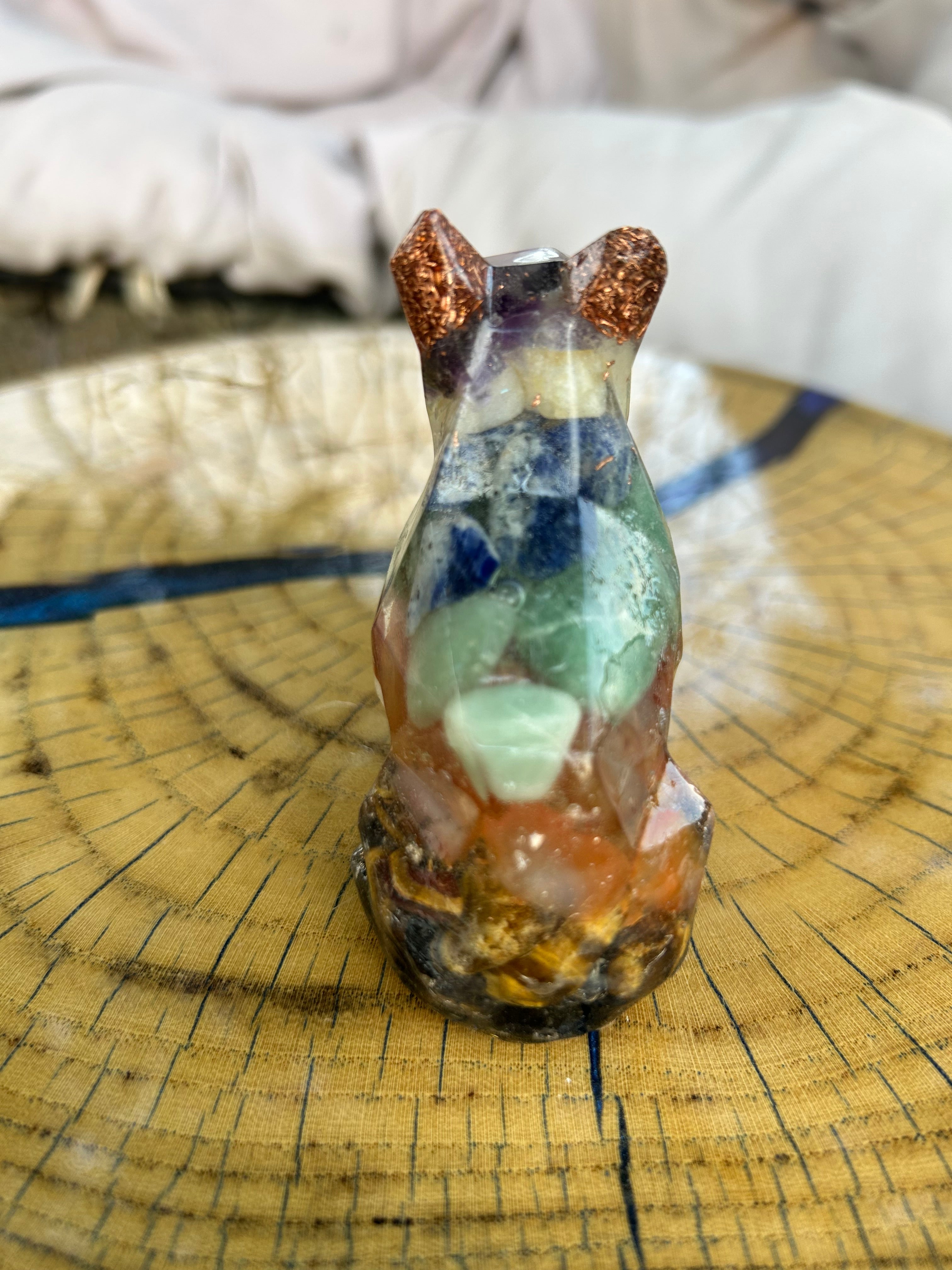 Handmade Orgonite Dog – Amethyst, Citrine, Jade & Obsidian