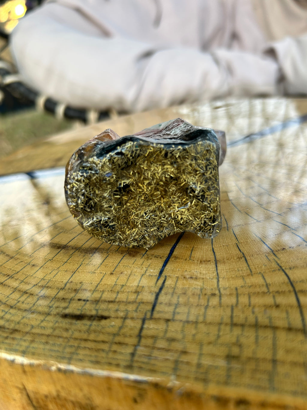 Handmade Orgonite Dog – Amethyst, Citrine, Jade & Obsidian