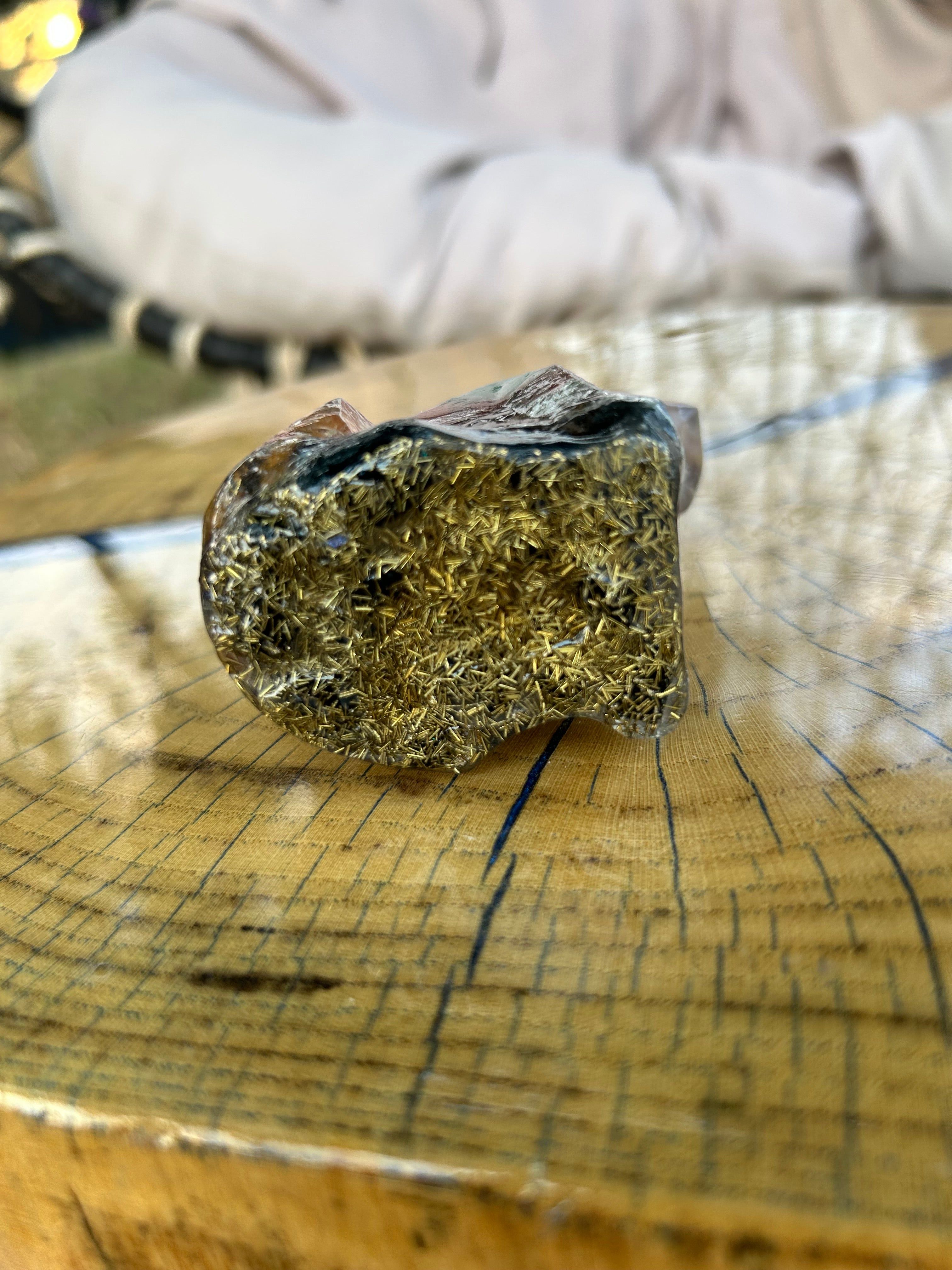 Handmade Orgonite Dog – Amethyst, Citrine, Jade & Obsidian