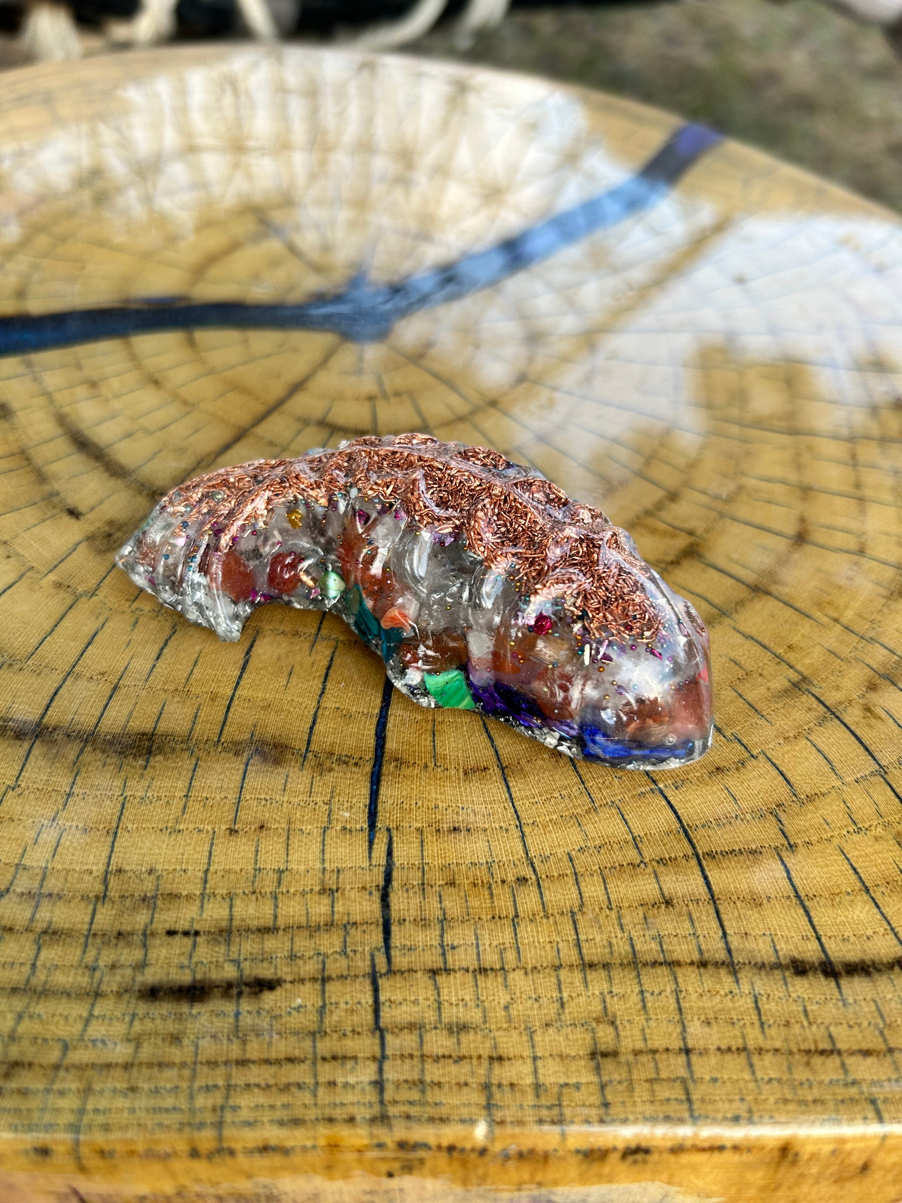 Handmade Orgonite Koi Fish – Quartz, Carnelian, Lapis Lazuli & Abalone Shell