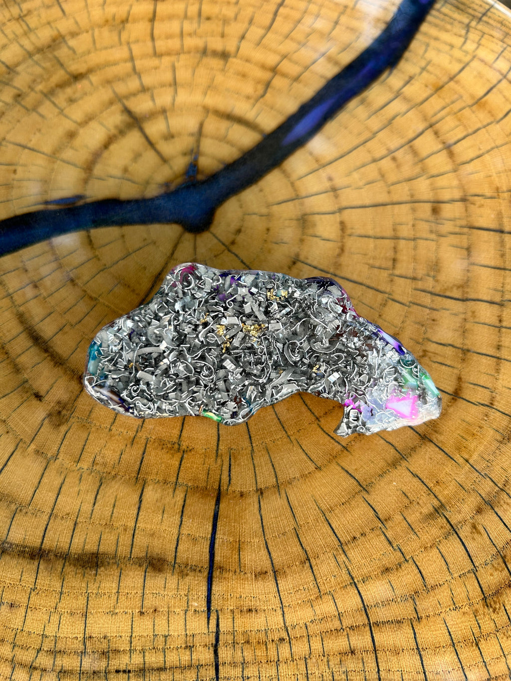 Handmade Orgonite Koi Fish – Quartz, Carnelian, Lapis Lazuli & Abalone Shell